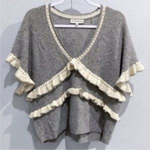 White+Warren Cashmere Neutral Ruffle Boho Cottagecore Contemporary Sweater